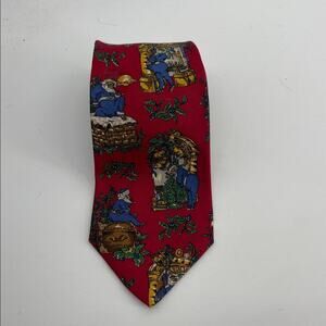 Vintage Kennth Gordon Perlis 100% silk Holiday Christmas Santa necktie tie